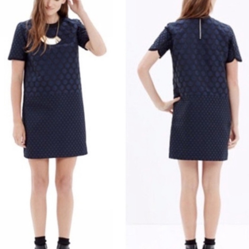 Like NEW Madewell Dark Blue Black Mood Polka Dots Dress Small Style #B5639
